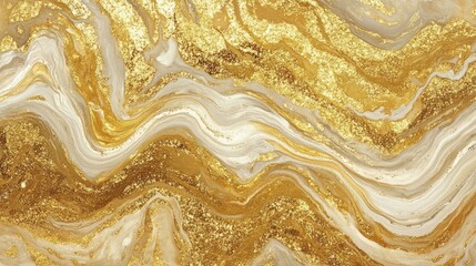 Abstract Gold and Beige Swirling Marble Texture