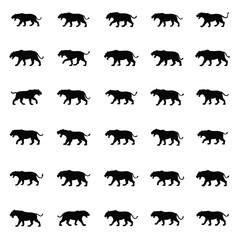 Saber toothed tiger vector silhouette illustration.