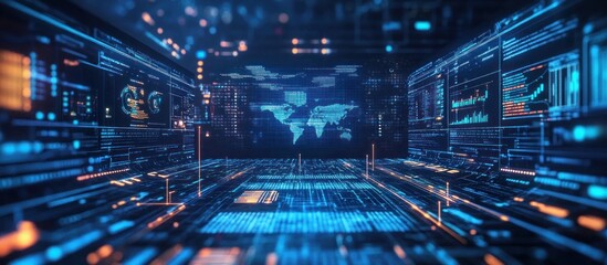 Global Network Data Visualization: A Futuristic Digital World