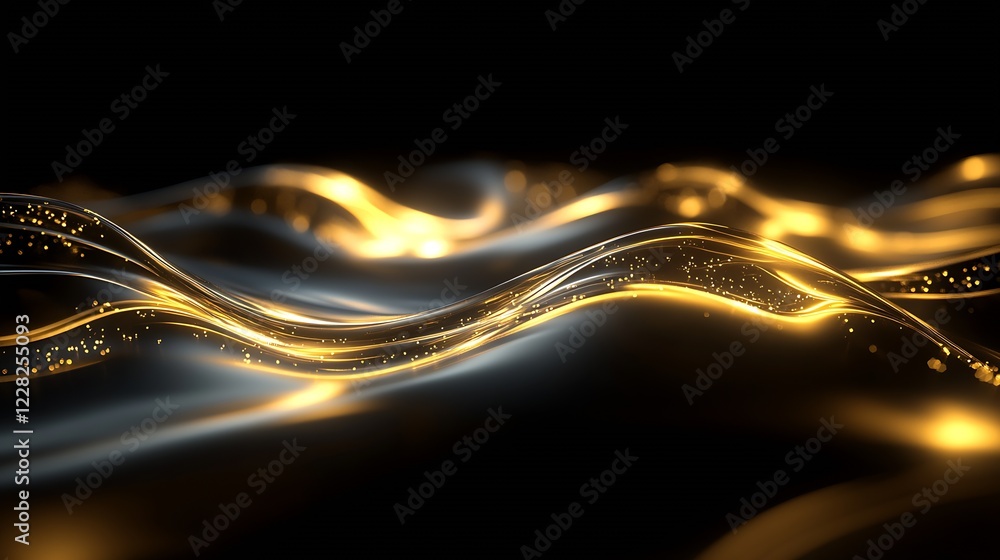 Aufkleber Futuristic Golden Light Streams with Subtle Particle Effects : Generative AI