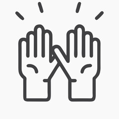 Obraz premium High five icon, joyful gesture, minimalist black outline on white background, copy space