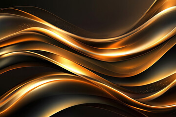Obraz premium Elegant Flowing Golden Waves with Glowing Particles on a Dark Background, Abstract Futuristic Texture and Luxury Artistic Design