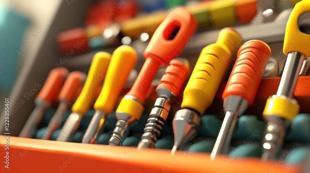 Aufkleber colorful tools arranged neatly in a toolbox