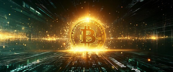 Dynamic Bitcoin Symbol in a Radiant Virtual Technological Network : Generative AI