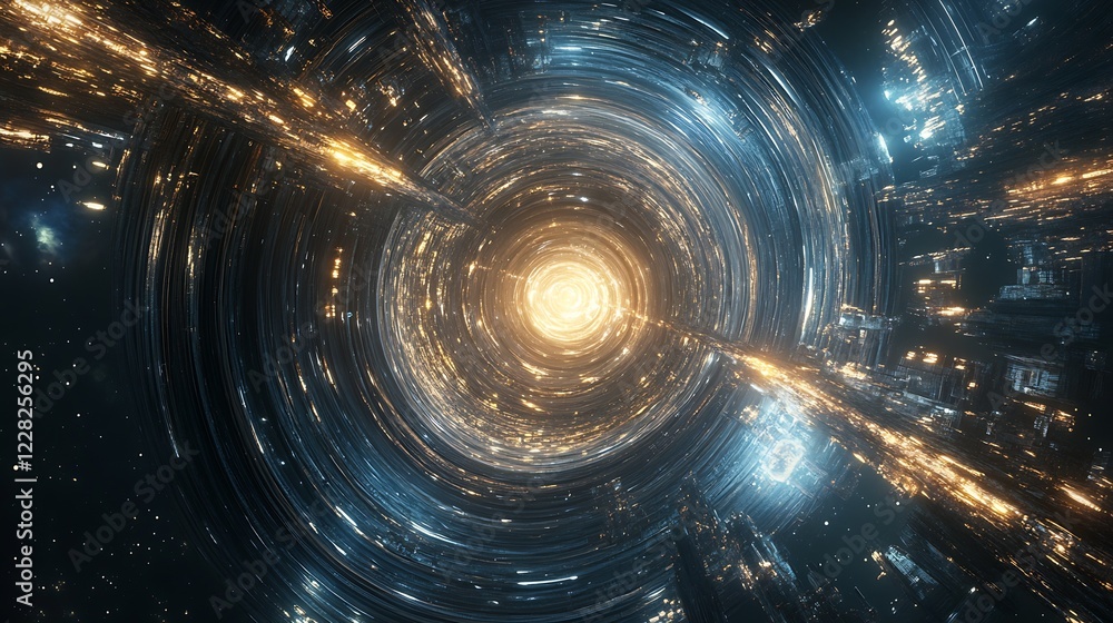Aufkleber glowing celestial portal in deep space with radiant energy : generative ai
