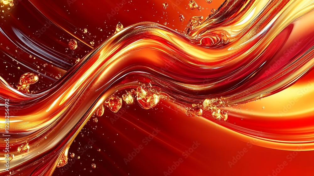 Leinwandbilder dynamic red and gold liquid swirl abstract with dazzling fluid movements and shimmering highlights :