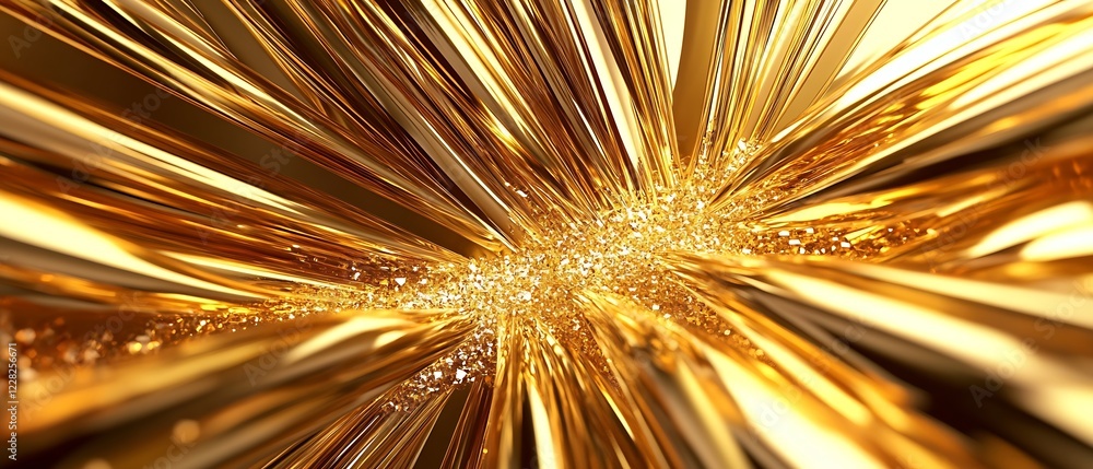 Poster Radiant Abstract Golden Light Burst With Dynamic Energy Flow : Generative AI