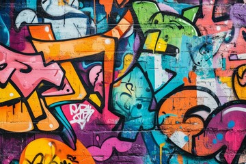 Vivid urban graffiti wall capturing street art energy. Neural network AI generated