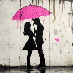 Happy Valentine’s Day greeting card with lovely couple and heart shape.