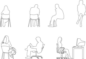 vector sketch, silhouette illustration, simple silhouette design of people doing activities