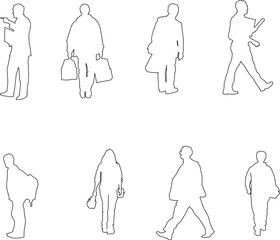 vector sketch, silhouette illustration, simple silhouette design of people doing activities