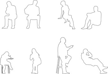 vector sketch, silhouette illustration, simple silhouette design of working people doing activities