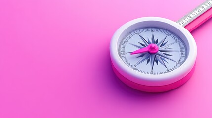 Pink Compass Shows Direction And Guidance On Pink Background