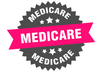 medicare. medicare round pink label isolated on transparent background