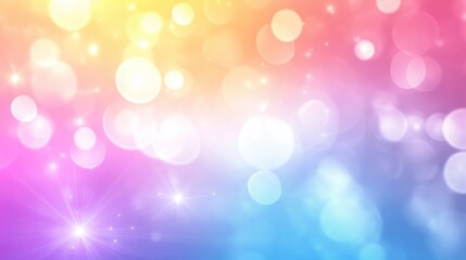 Abstract Pastel Rainbow Bokeh Background With Lights