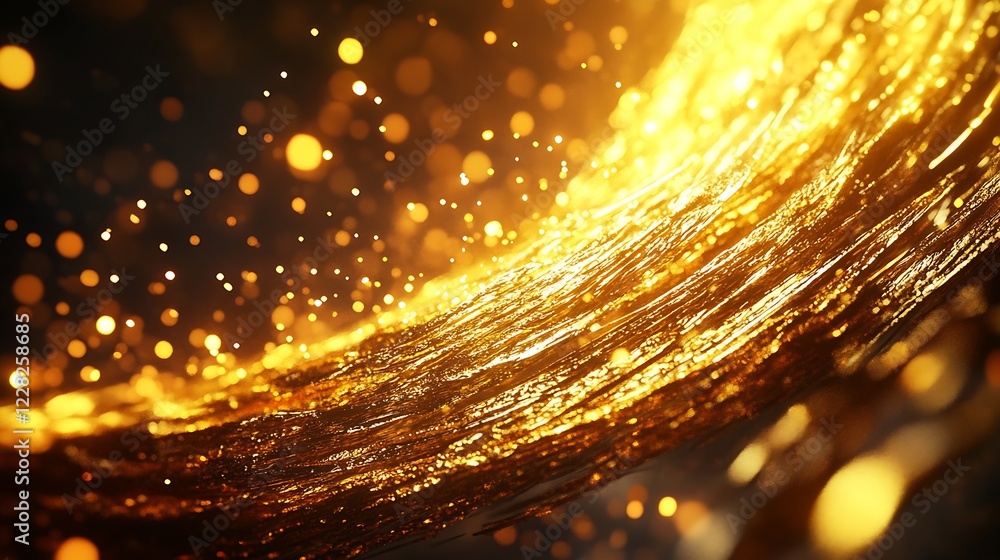 Poster Glittering gold abstract background with golden lights and sparkles creating a festive magical atmosphere : Generative AI