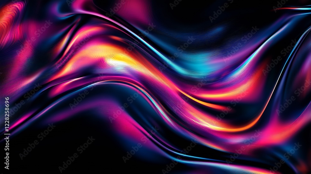 Aufkleber Dynamic Abstract Flow with Vibrant Hues and Energetic Lines Creating Visual Movement : Generative AI