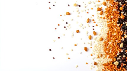 Assorted Grains Nuts and Seeds Arranged Artistically