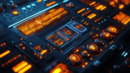 Obraz premium Futuristic Control Panel: A Cyberpunk Interface Design