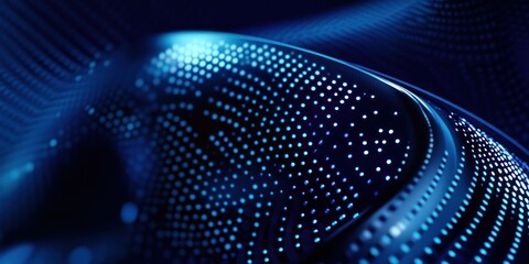 Obraz premium Abstract Blue Digital Wave: A mesmerizing swirl of luminous dots and flowing lines, creating a futuristic and technological aesthetic.