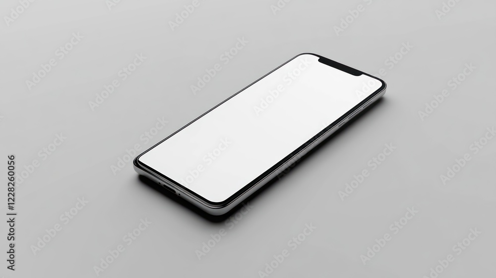 Poster modern smartphone with blank white screen displayed