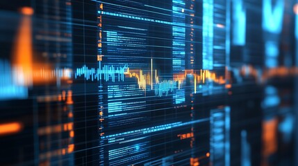 Advanced Digital Network Patterns Featuring Graph Lines and Bar Charts : Generative AI