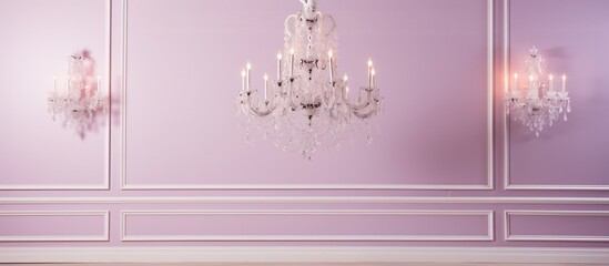 Elegant Crystal Chandelier and Wall Sconces in Lavender Room