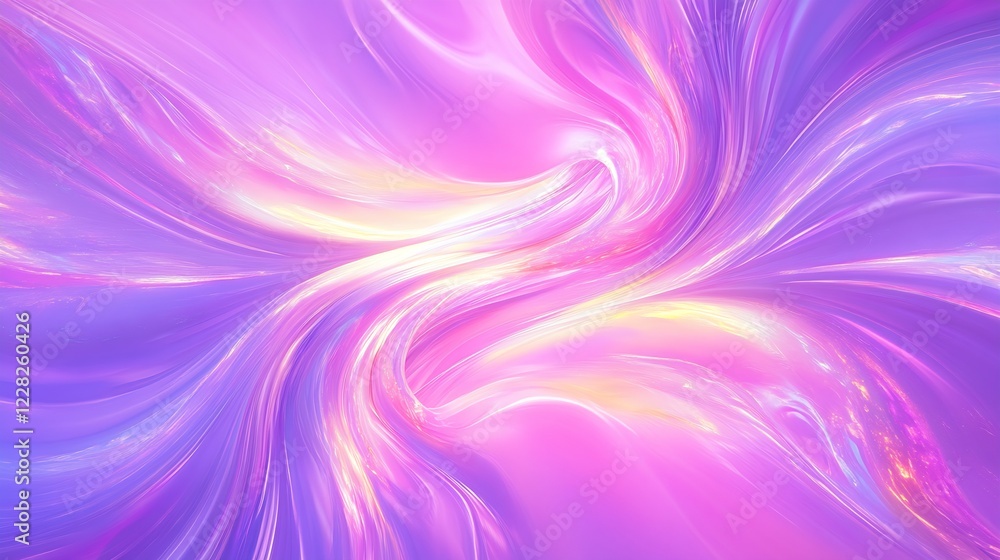 Poster Luminous Abstract Flowing Purple and Pink Digital Art with Soft Radiant Waves : Generative AI