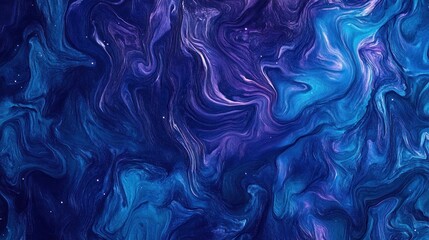 Obraz premium Abstract Blue Swirls Paint Cosmic Nebula Artwork