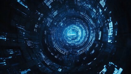 Fototapeta premium Abstract Digital Tunnel: A Journey Into Cyberspace