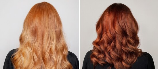 Woman's Hair Color Transformation: Before & After, Copper Red Dye, Long Hair, Back View