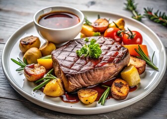 Minimalist Steak Dinner: Grilled Steak, Roasted Potatoes & Vegetables