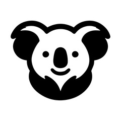 Black and white vector koala logo in a simple style on a white background.