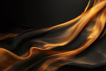 Elegant Flowing Gold Fabric with Shimmering Waves and Luxurious Satin Texture for Abstract Backgrounds and Premium Design Concepts