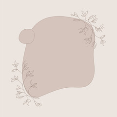 A soft beige abstract shape with fine botanical sketches and a natural, flowy composition.