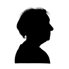 silhouette of old woman's face profile side view - vector illustration