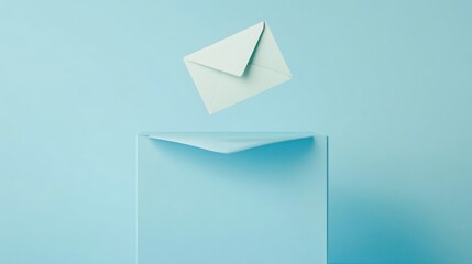 Floating envelope above a light blue box.