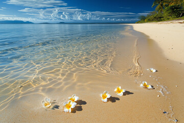 Obraz premium Fleurs sur une plage paradisiaque