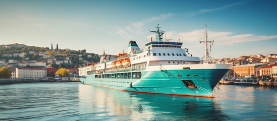 Majestic Cruise Ship Docked in a Picturesque Coastal City