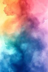 watercolor clouds and rainbow