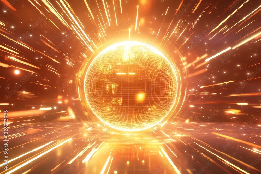 Aufkleber spinning globe with glowing contour lines in an energetic and vibrant digital environment. generativ