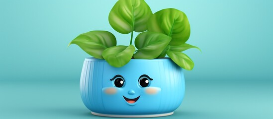 Adorable Happy Plant in a Blue Pot