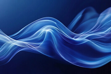 Flowing Blue Abstract Waves with Smooth Gradients and Elegant Curves, Modern Digital Design Featuring Cool Tones and Dynamic Fluid Motion