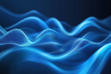 Fototapeta premium Flowing Blue Abstract Waves with Smooth Gradients and Elegant Curves, Modern Digital Design Featuring Cool Tones and Dynamic Fluid Motion