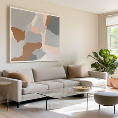 cozy modern living room with glass coffee table
