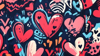 Abstract Valentine's Day Hearts Pattern Background