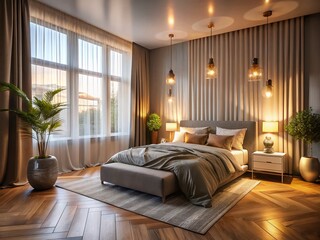 Modern Minimalist Bedroom Interior Design - Natural Light & Cozy Comfort