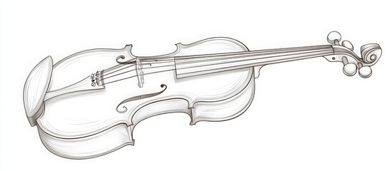 Obraz premium Elegant Violin Line Art Drawing, Musical Instrument Sketch