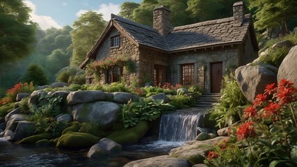 Obraz premium waterfall in the village