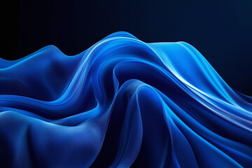 Obraz premium Flowing Blue Abstract Waves with Smooth Gradients and Elegant Curves, Modern Digital Design Featuring Cool Tones and Dynamic Fluid Motion